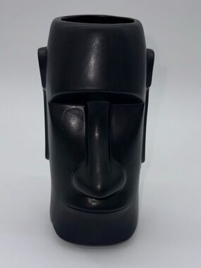 Vintage Otagiri OMC Japan Black Maoi Easter Island Tiki Mug Vase Figure 7 1/2"